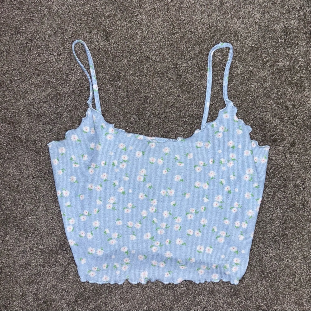 SHEIN Light Blue Floral Tank Top
